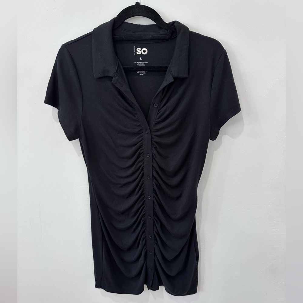 SO Junior’s Black Ruched Dress